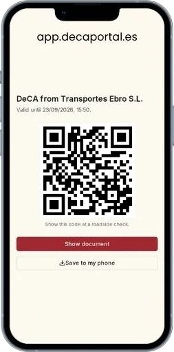 A DeCA open on a driver's phone with its QR code